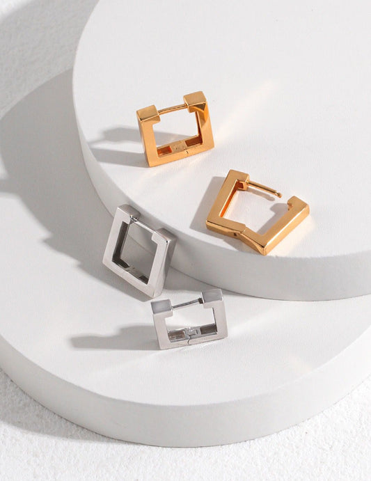 Square-Shaped Hoop Earrings with a sleek and polished finish, made with high-quality materials for a modern and trendy look